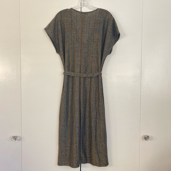 ZARA Trafaluc Metallic Stripe Midi Dress - Picture 7 of 15